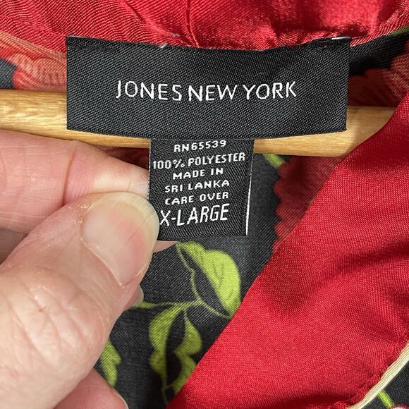 Jones New York Silky Asian Floral Print Caftan Womens XL Retro Kimono Loungewear - Picture 6 of 8
